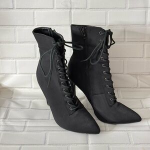 Black Lace-Up Ankle Boots